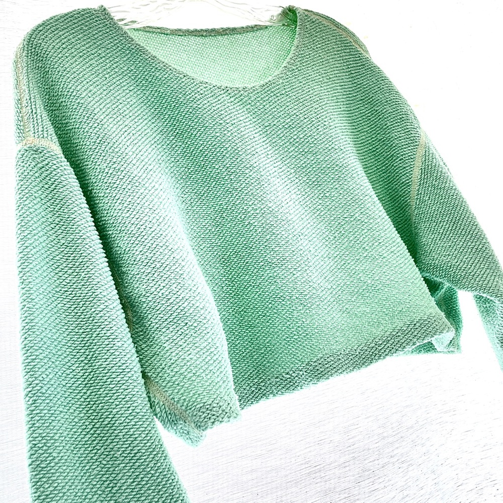 American Apparel Crop Sweater Mint Green 100% Cotton Relaxed Fit Crop Sweater OS - Picture 1 of 12